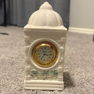 Belleek Ceramic mantel Clock 🕰️-Ireland Shamrock Shannon Irish Porcelain
